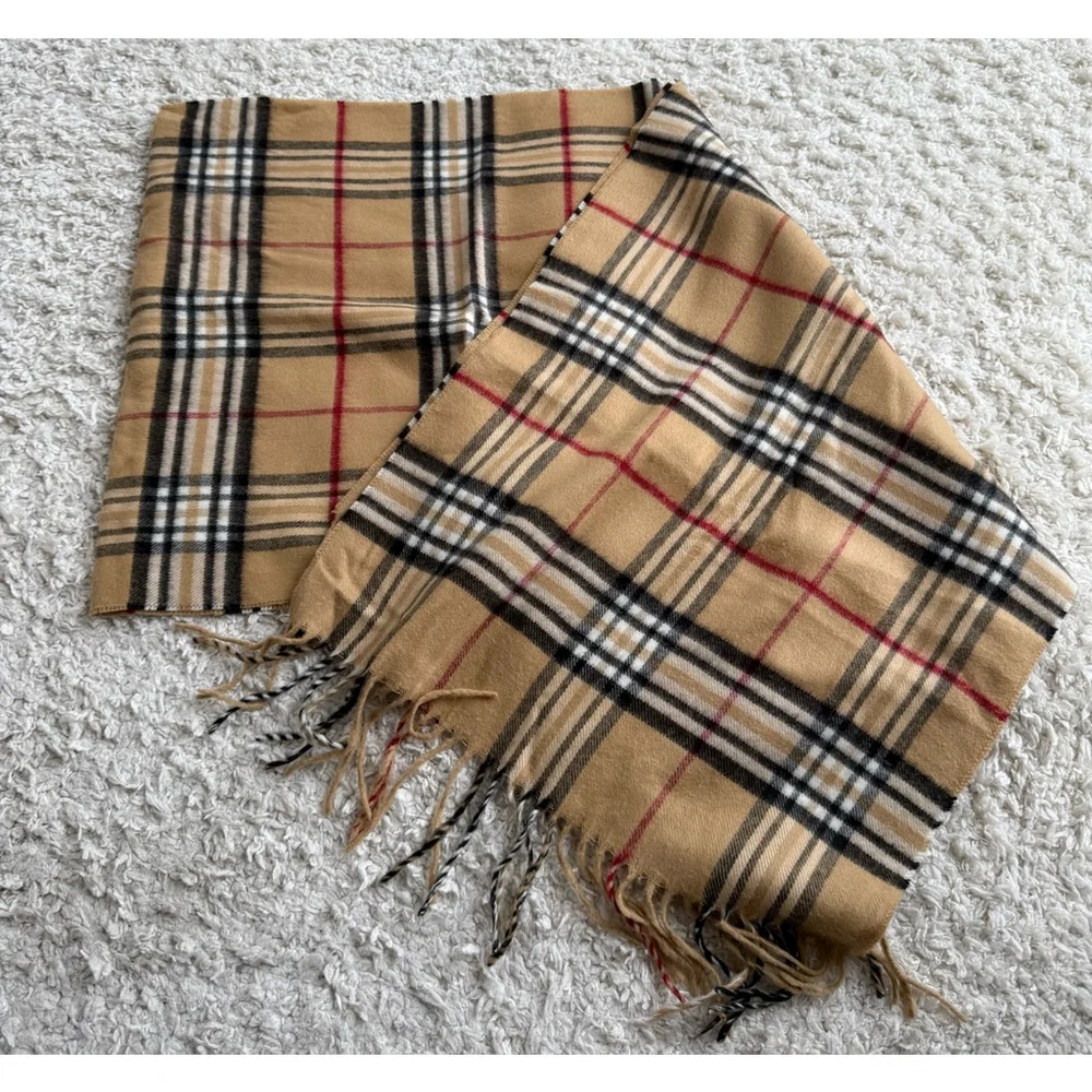 Unisex V. Fraas Scarf One Size Beige Plaid